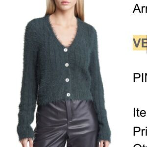 Vero Moda Green Cropped V-neck Cardigan Sweater